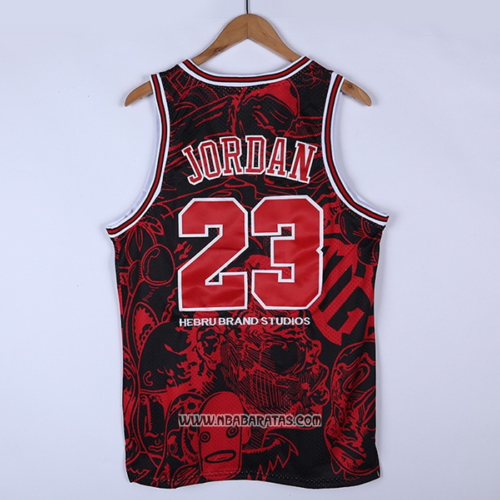 Camiseta Chicago Bulls Michael Jordan #23 Mitchell & Ness Hebru Brantley Negro